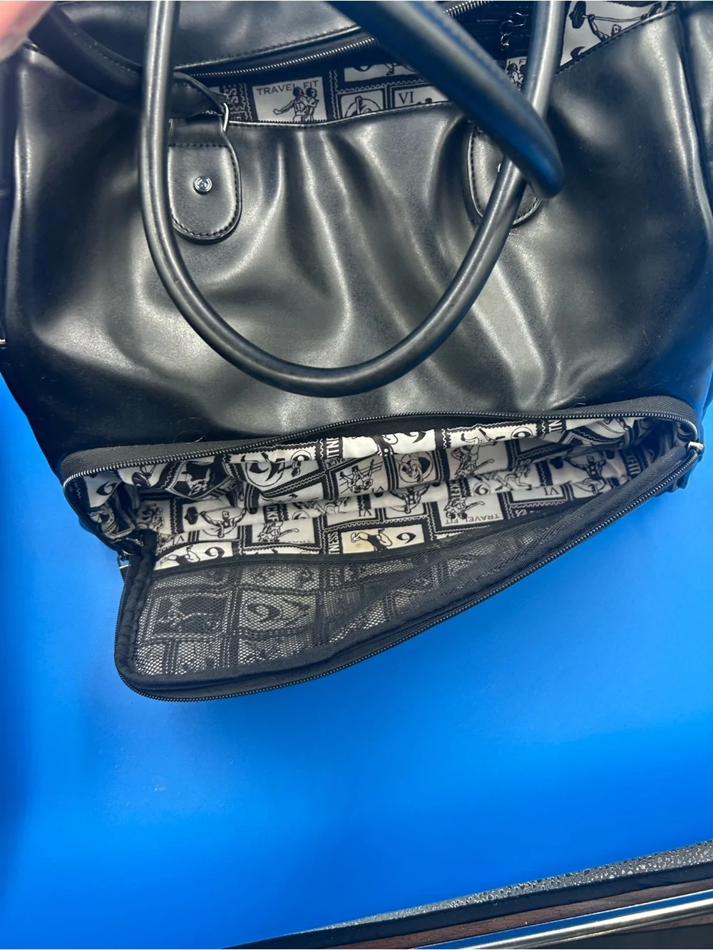 Six Pack Fitness Black Travel Tote with Multiple Zip Pockets